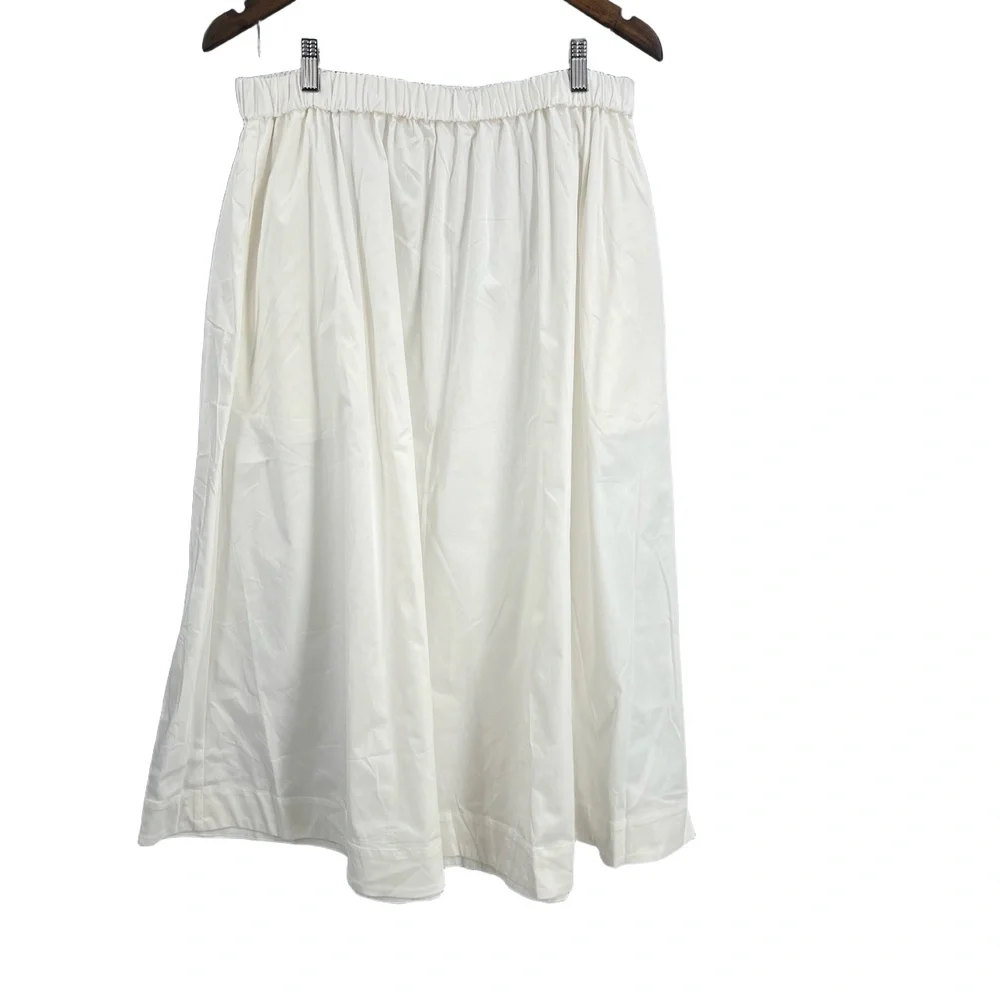 For Love &‎ Lemons White Midi Skirt Ecoveco Blend Pull-On Elastic Waist XL New